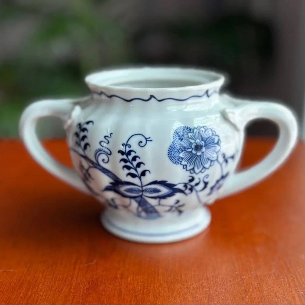 Blue Danube Creamer Sugar Set Vintage Porcelain Banner
